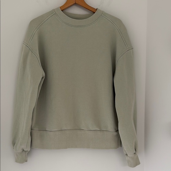 Everlane The Track Oversized Crew Sweatshirt Light Green - Picture 3 of 8